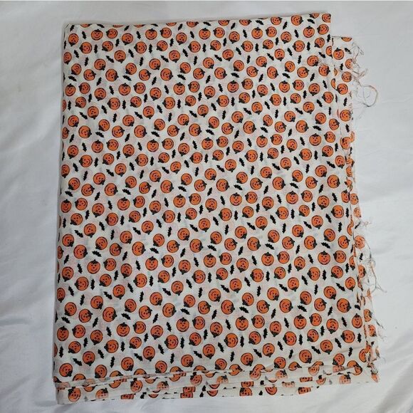 VINTAGE Halloween jack o lantern pumpkin fabric 146" x 45" 4 yards - Picture 2 of 2